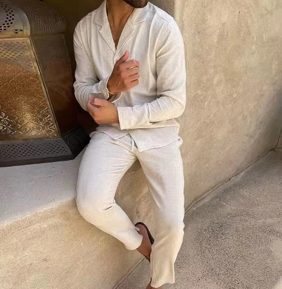 Herren Boho Set Langarm Elegante Frühlingsmode