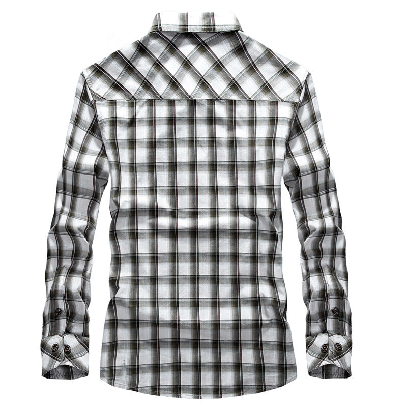 Herren karierte Hemd mit zwei Brusttaschen Aliams