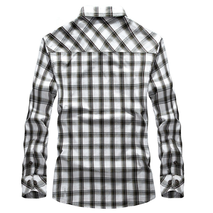 Herren karierte Hemd mit zwei Brusttaschen Aliams