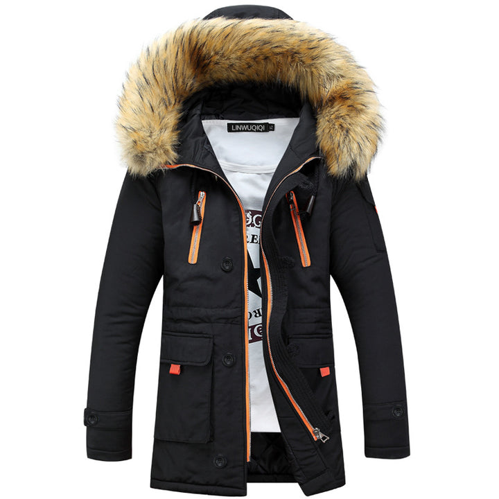 Herren Winterparka mit abnehmbarer Kapuze und praktischem Taschen-Design Aliams