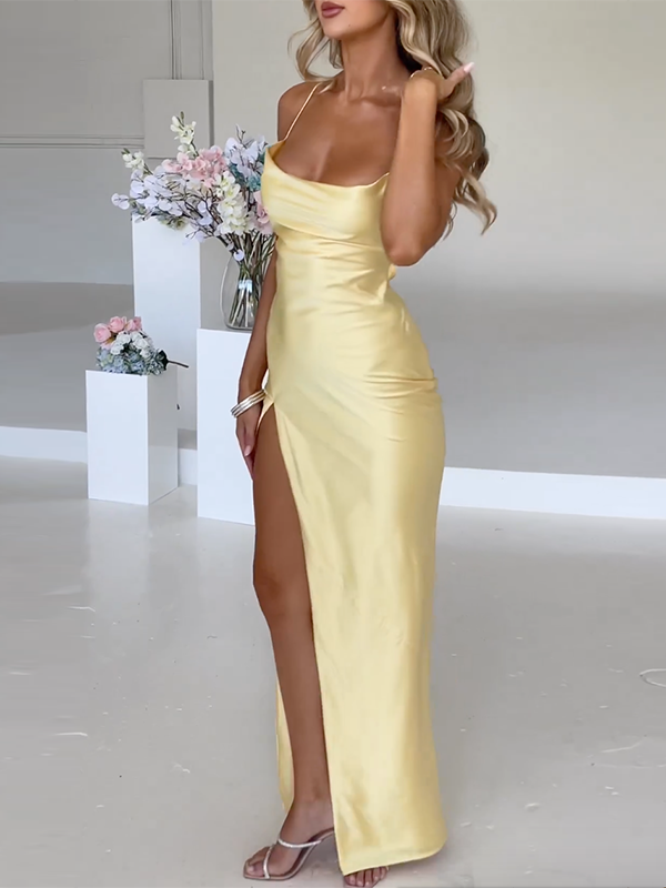 Aliams | Elegantes Maxikleid Mit Seitenschlitz Für Damen