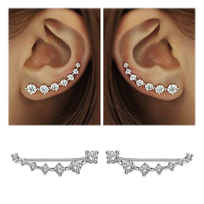 Aliams | Glamour Glänzender Zirkon 925 Sterling Silber Ohrring
