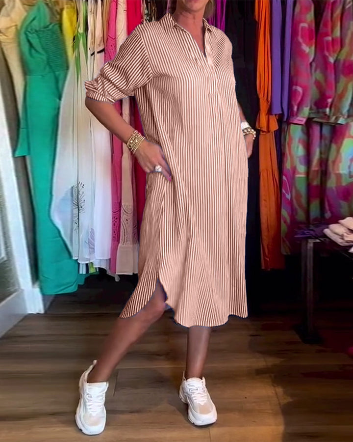 Aliams | Gestreiftes Hemdkleid In Lässiger Passform