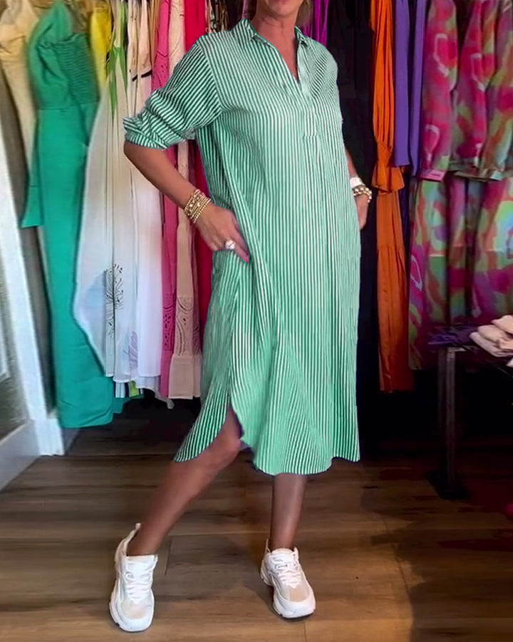 Aliams | Gestreiftes Hemdkleid In Lässiger Passform
