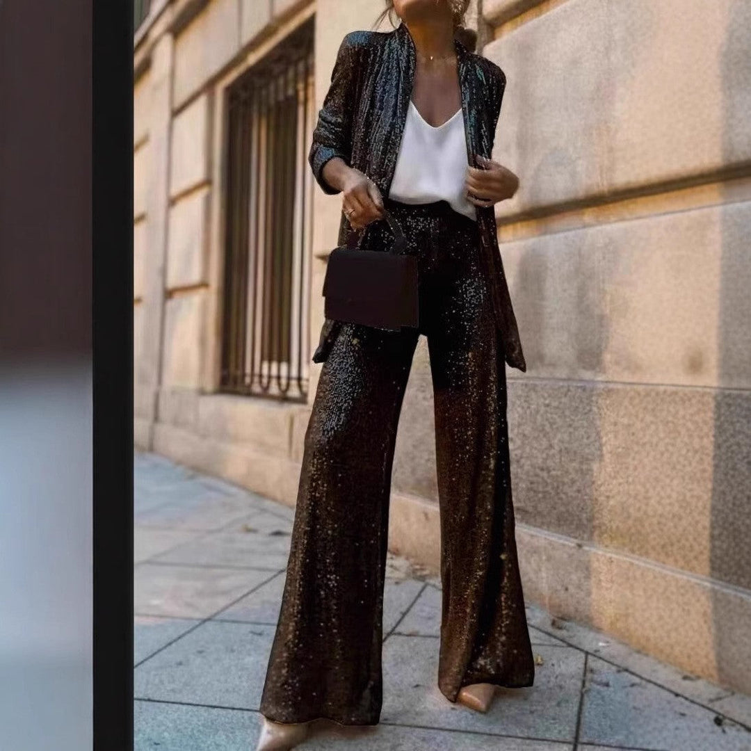 Aliams | Trendiges Design - High-Waist-Paillettenanzug