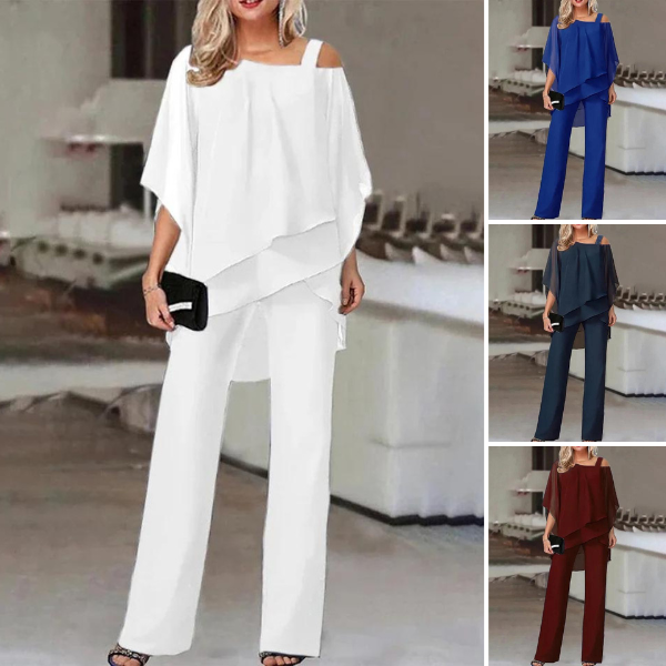 Aliams | Gestufte Chiffonbluse & Weit Geschnittene Hose für Damen