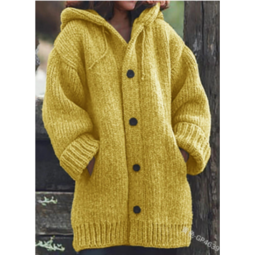 Kuscheliger Strickmantel Mit Kapuze Für Damen