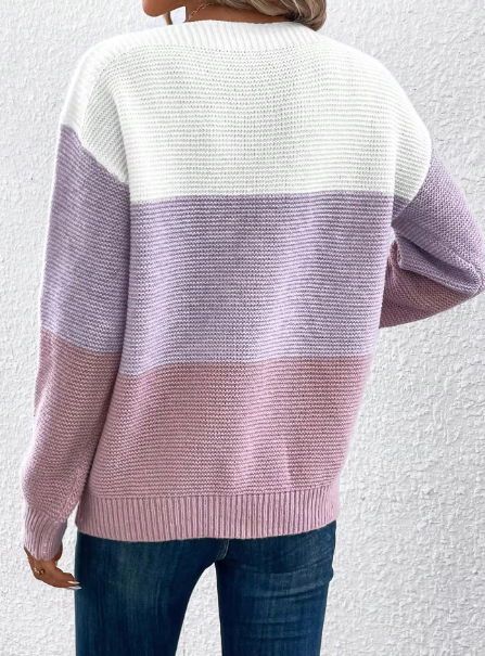 Aliams | Elegante Dreifarbige Patchwork-Pullover