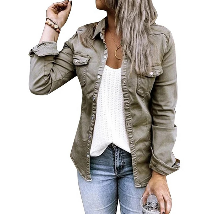 Aliams | Damen Sommerjacke Im Military Denim Stil