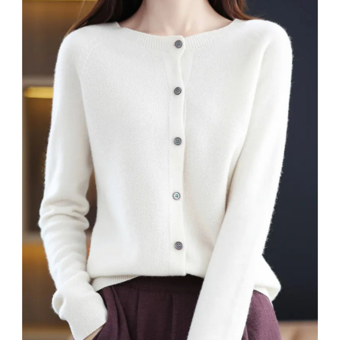 Aliams Damen Rundhals Cardigan Pullover