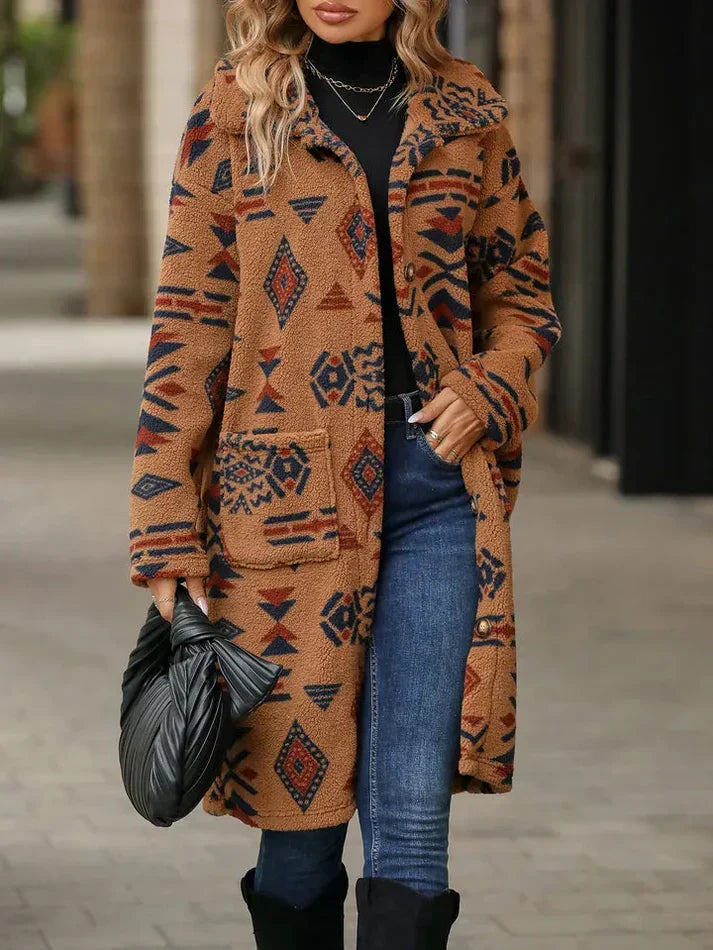 Ingibjorg | Damen Wintermantel Mit Elegantem Print