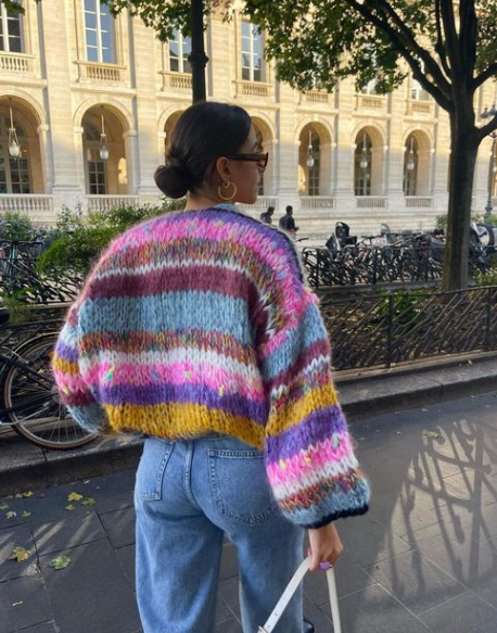Aliams | Gestreifte Offene Strickjacke