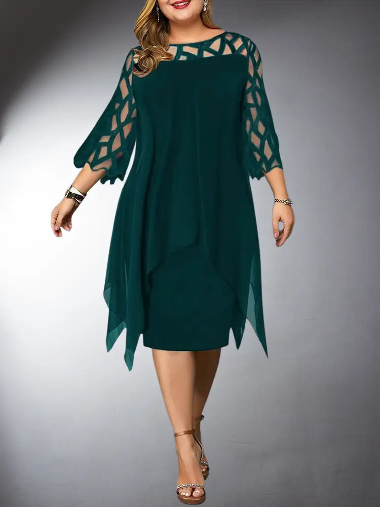 Aliams | Elegantes Plus Size Spitzen Midi Kleid