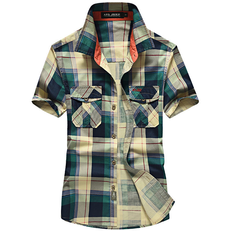 Herren kariertes Kurzarmhemd mit praktischen Brusttaschen Aliams 1762578501