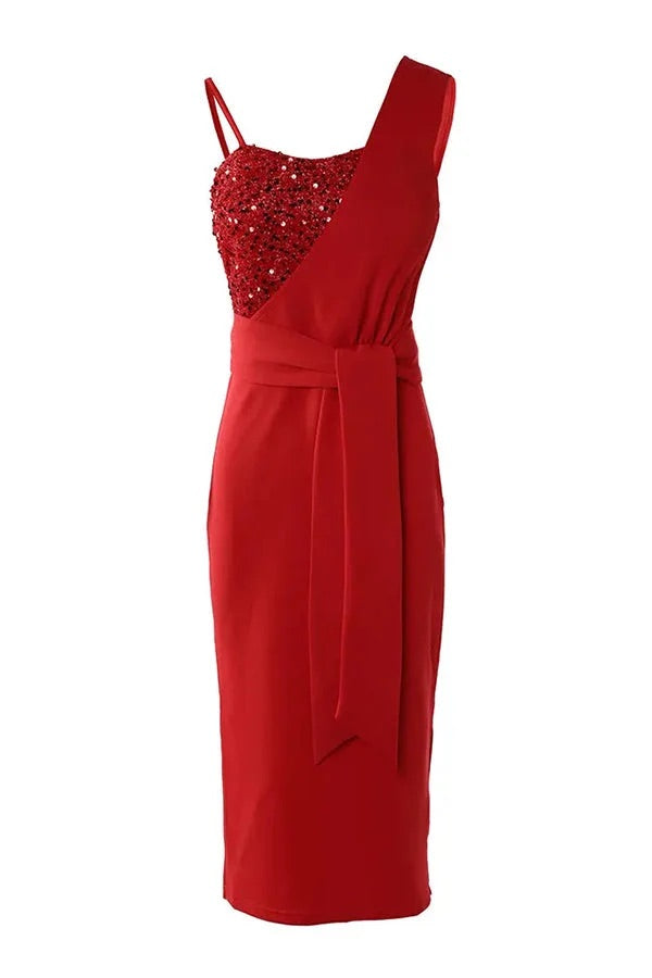 Aliams | Tampa Nights Pailletten Patch Schlitz Partykleid