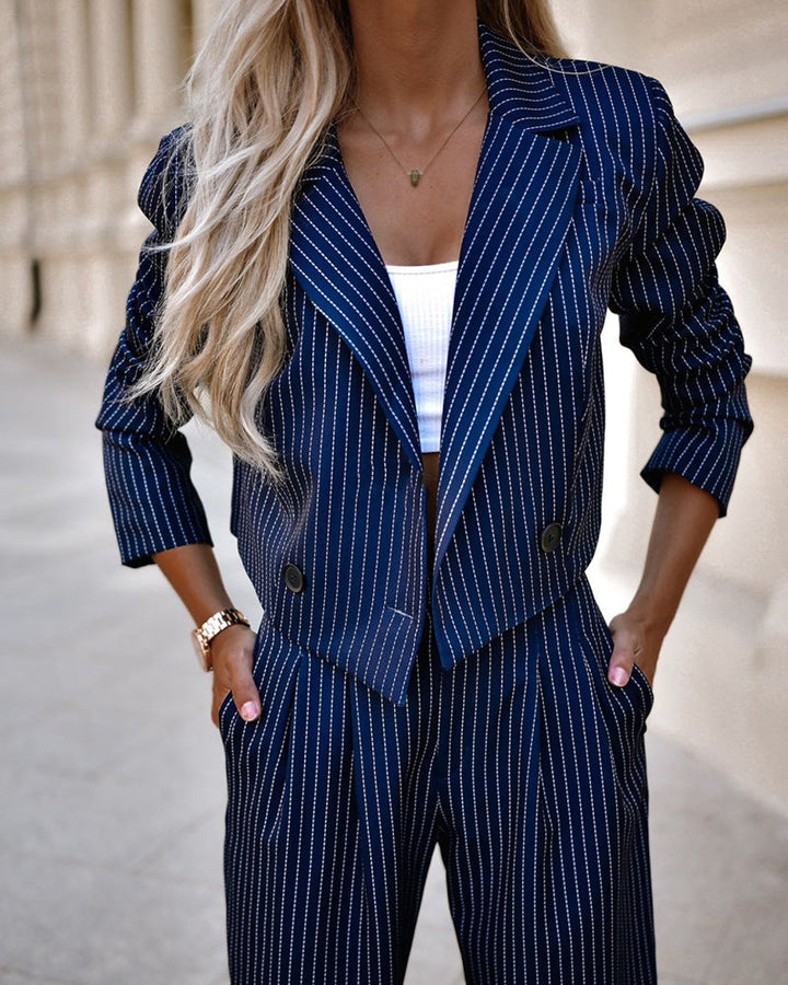 Aliams | Delig Blazer Set Damenanzug Cropped Blazer mit Hose