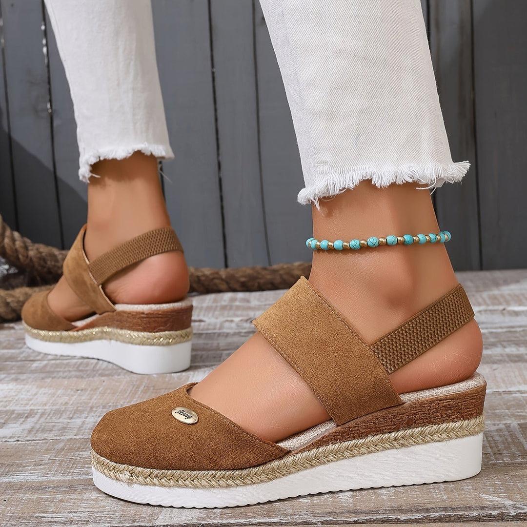 Aliams | Damen Sandalen Auf Plattform: Rutschfest, Geschlossene Zehe, Elastischer Riemen