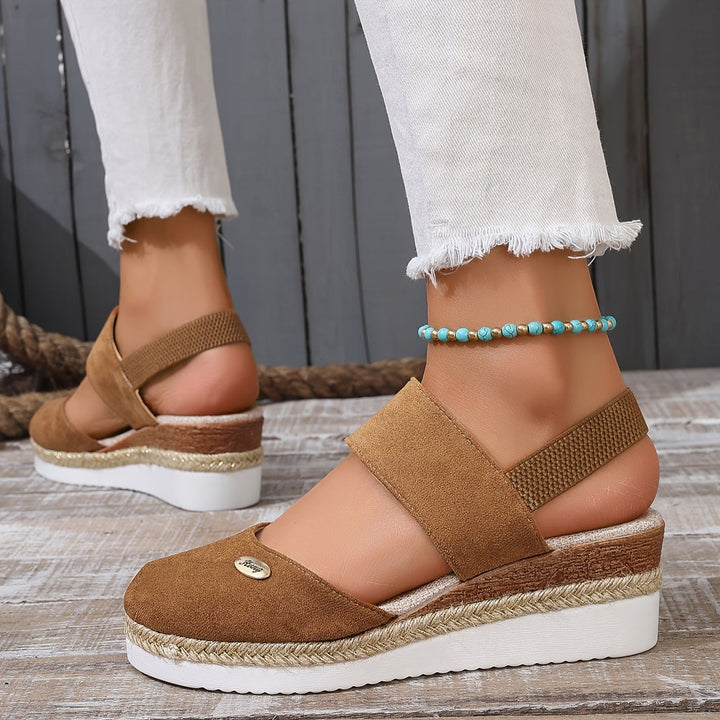 Aliams | Damen Sandalen Auf Plattform: Rutschfest, Geschlossene Zehe, Elastischer Riemen