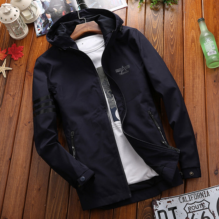 Herren funktionale Sportjacke mit verstellbarer Kapuze und atmungsaktiven Einsätzen Aliams