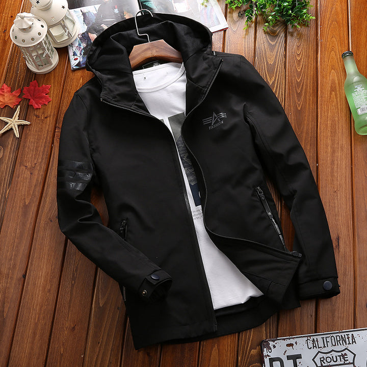 Herren funktionale Sportjacke mit verstellbarer Kapuze und atmungsaktiven Einsätzen Aliams