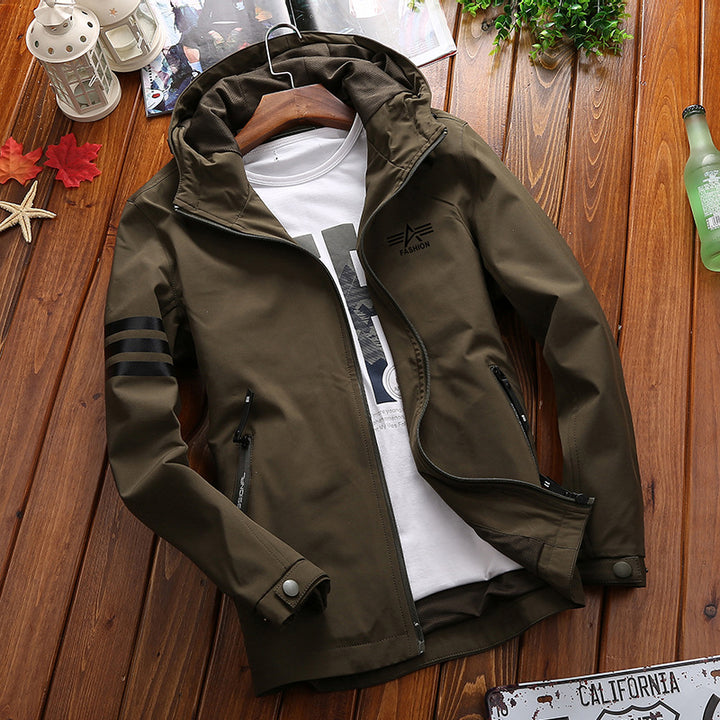 Herren funktionale Sportjacke mit verstellbarer Kapuze und atmungsaktiven Einsätzen Aliams