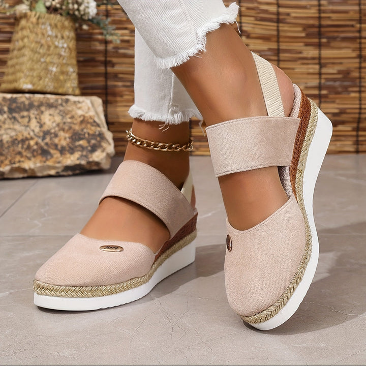 Aliams | Damen Sandalen Auf Plattform: Rutschfest, Geschlossene Zehe, Elastischer Riemen