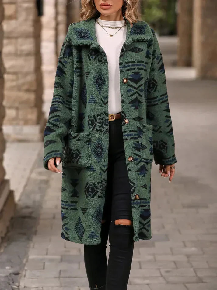 Ingibjorg | Damen Wintermantel Mit Elegantem Print