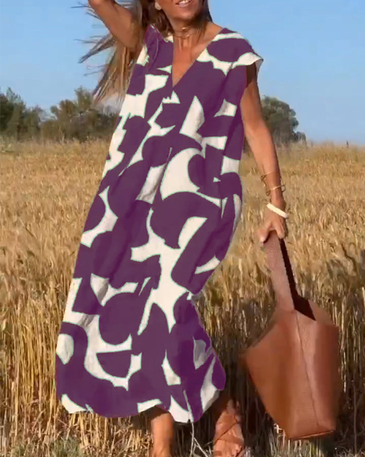 Aliams | Amara Maxikleid mit Print und V-Ausschnitt