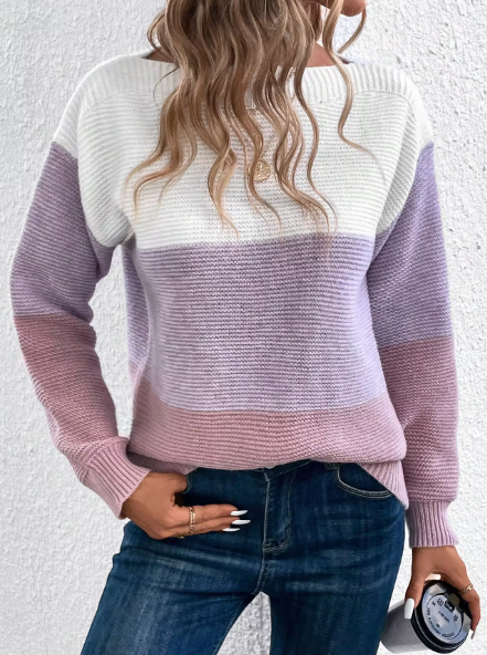 Aliams | Elegante Dreifarbige Patchwork-Pullover