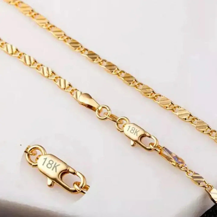 Aliams | 18k Goldene Kette 2mm 925 Sterling Silberkette