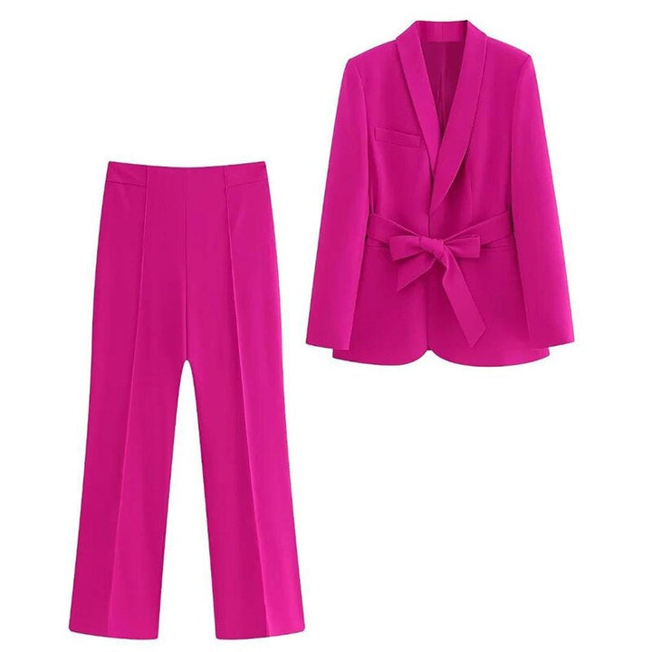 Aliams | 2-Teiliger Damenanzug Eleganter Blazer mit Gürtel und Passender Hose