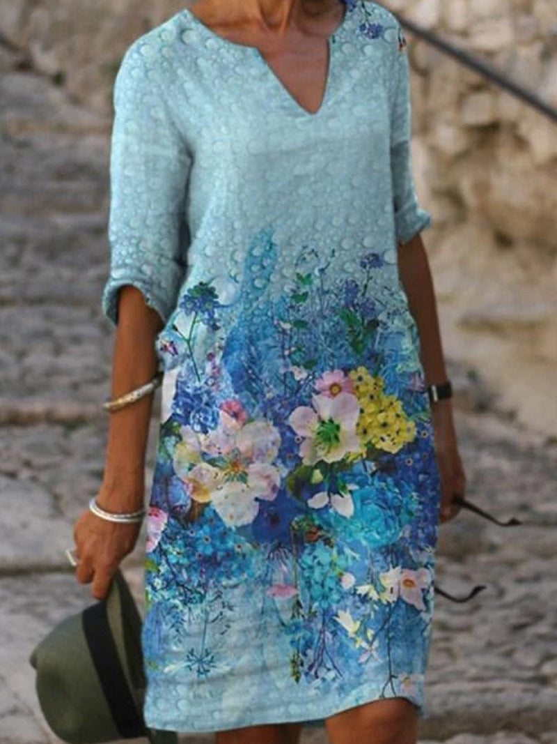 Aliams | Charmantes Leinenkleid mit Floralprint