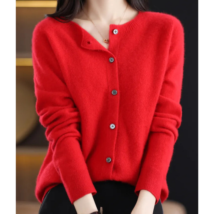 Aliams Damen Rundhals Cardigan Pullover