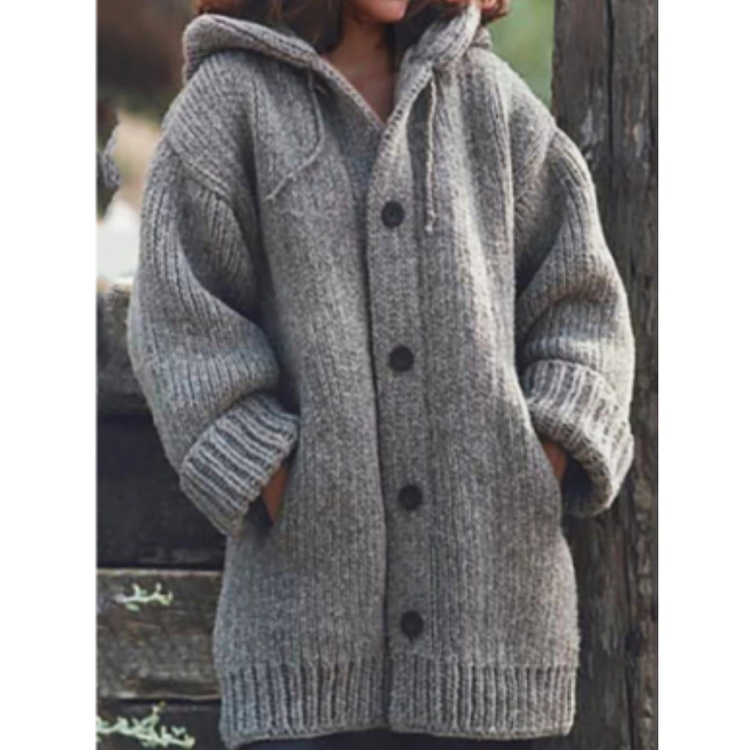 Kuscheliger Strickmantel Mit Kapuze Für Damen