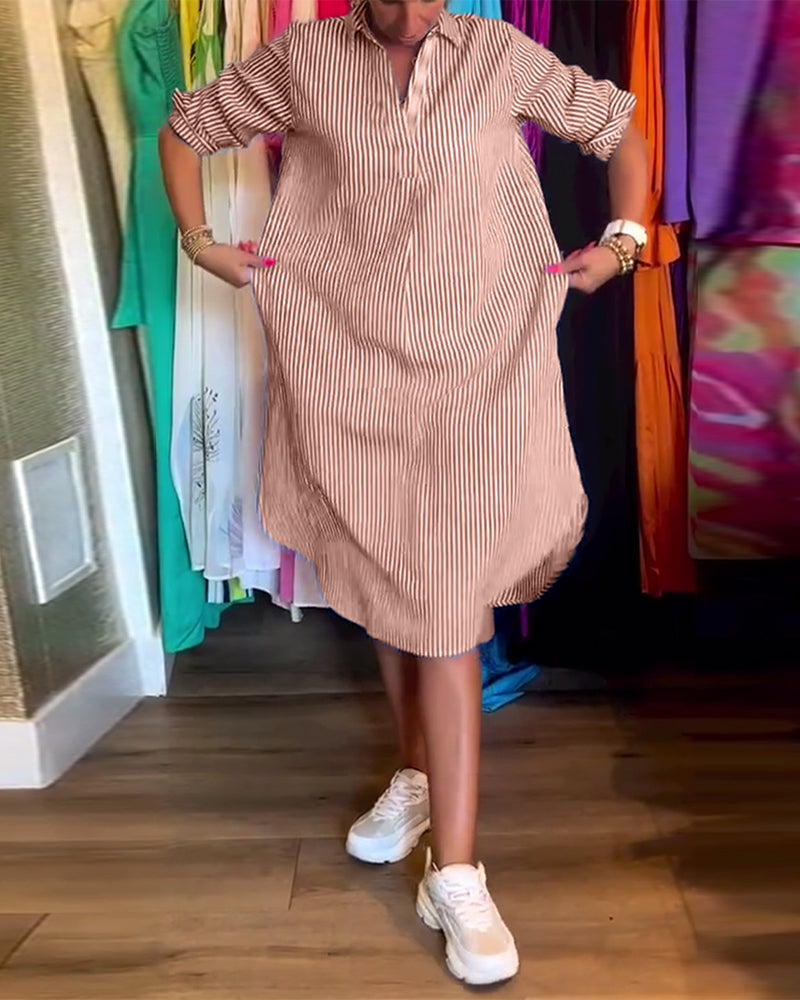 Aliams | Gestreiftes Hemdkleid In Lässiger Passform