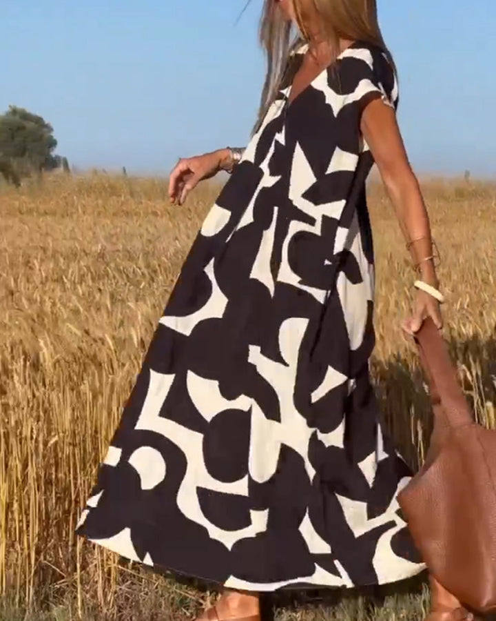 Aliams | Amara Maxikleid mit Print und V-Ausschnitt