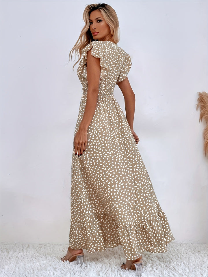 Allover Print Rüschen Kleid