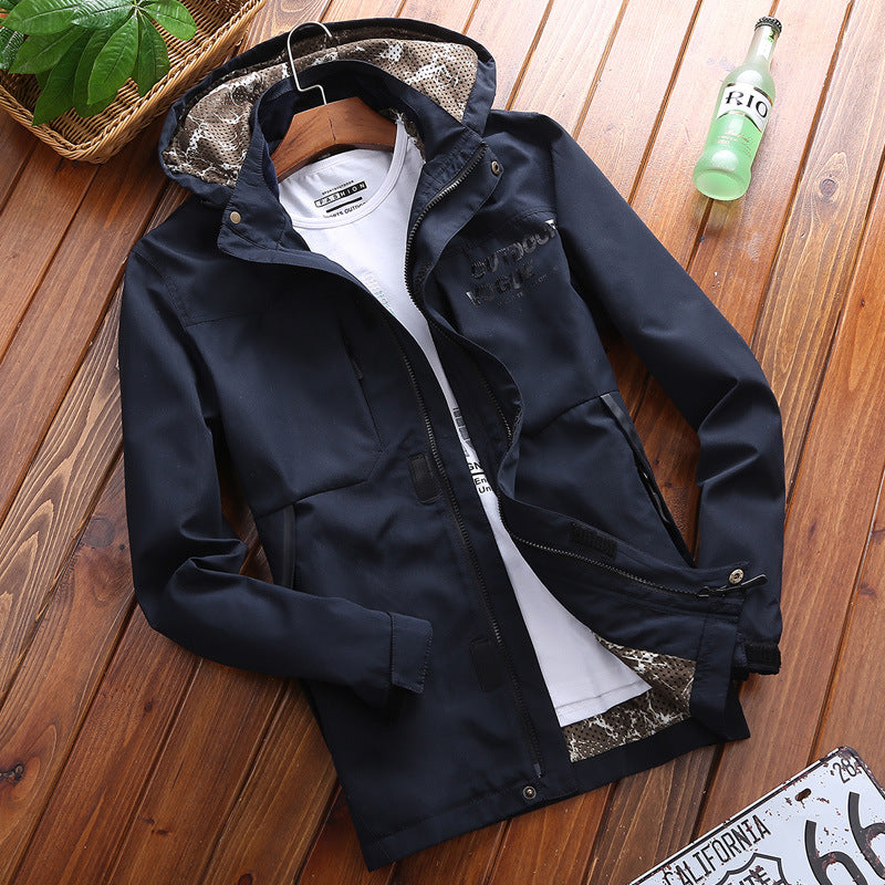 Herren atmungsaktive Funktionsjacke mit verstellbarem Kapuzenkragen Aliams