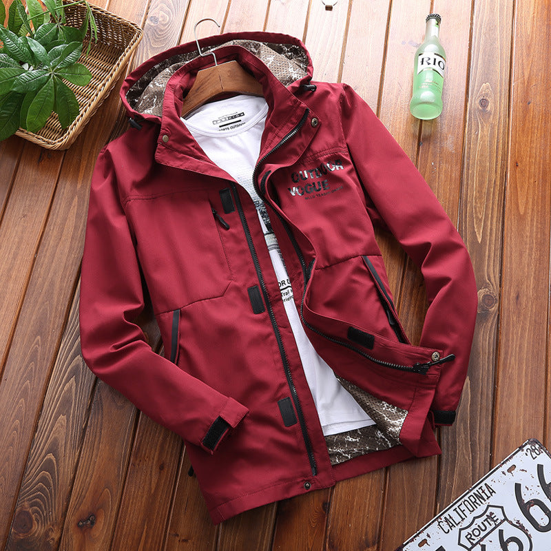 Herren atmungsaktive Funktionsjacke mit verstellbarem Kapuzenkragen Aliams