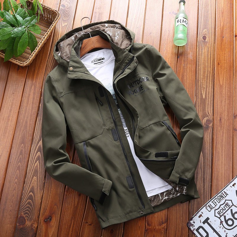 Herren atmungsaktive Funktionsjacke mit verstellbarem Kapuzenkragen Aliams