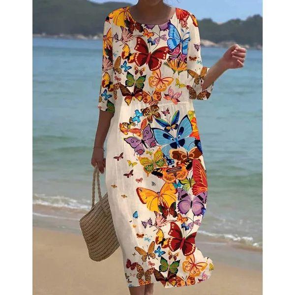 Elegantes Geblümtes Kleid Mit Bauchbedeckung
