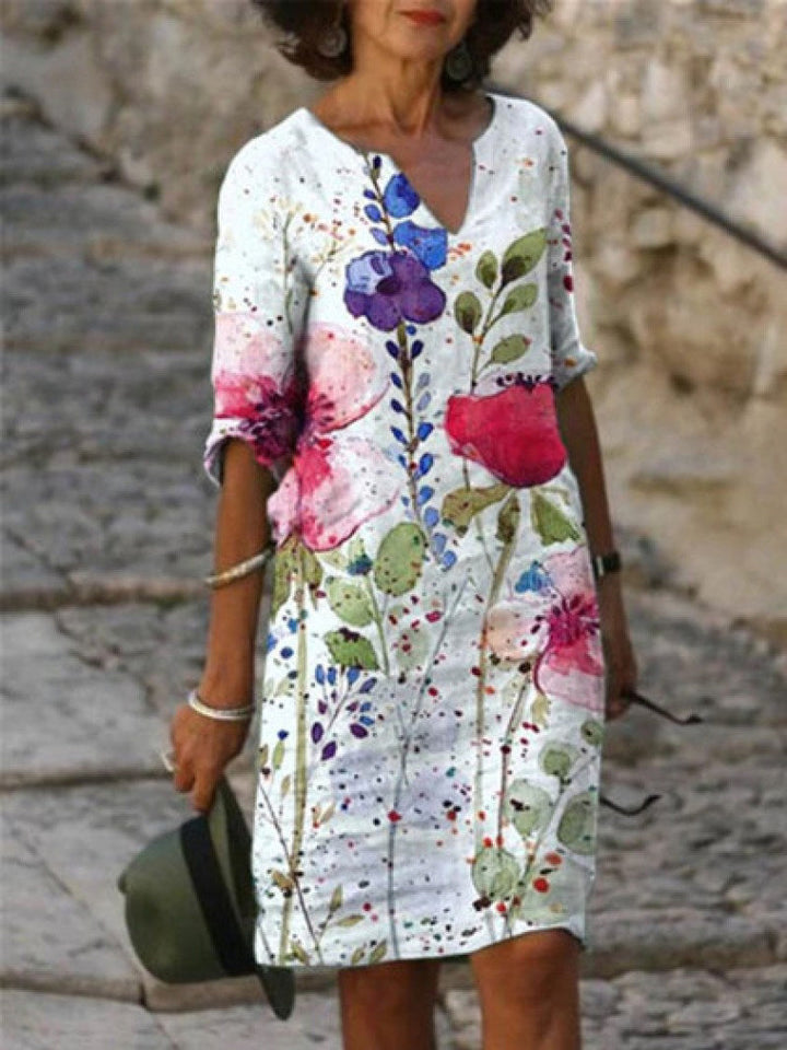 Aliams | Charmantes Leinenkleid mit Floralprint