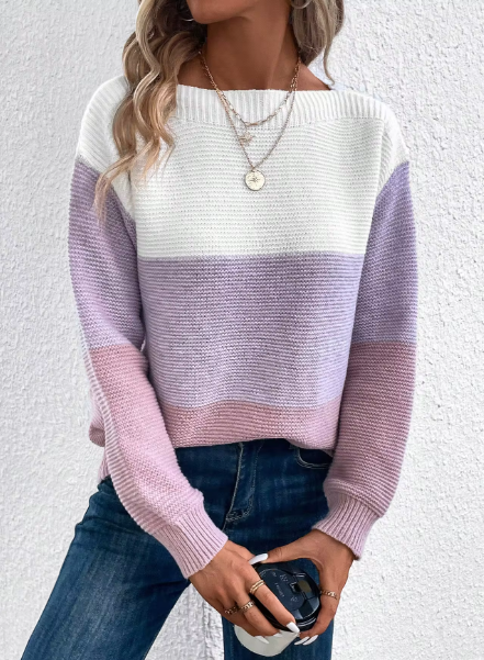 Aliams | Elegante Dreifarbige Patchwork-Pullover