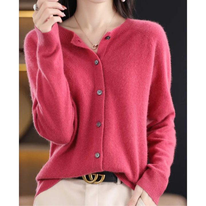Aliams Damen Rundhals Cardigan Pullover