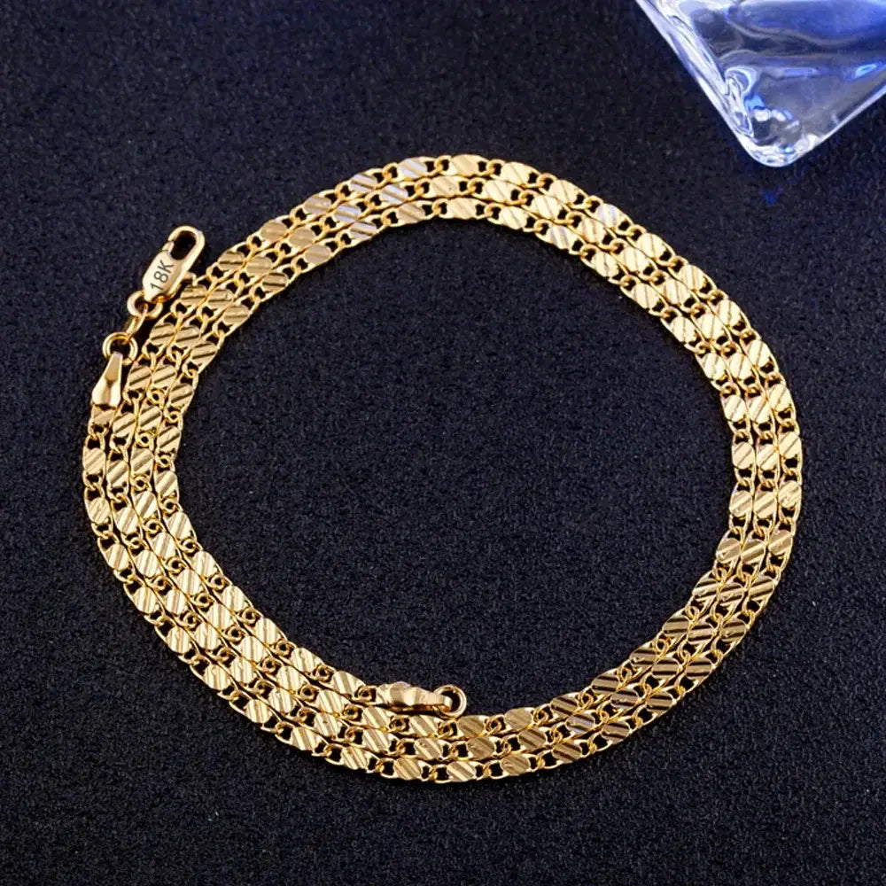 Aliams | 18k Goldene Kette 2mm 925 Sterling Silberkette