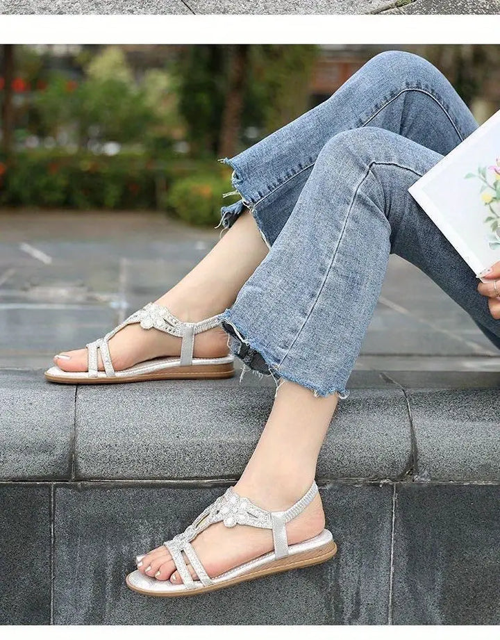 Aliams | Flache Sandalen Schick Elastischer Knöchelriemen