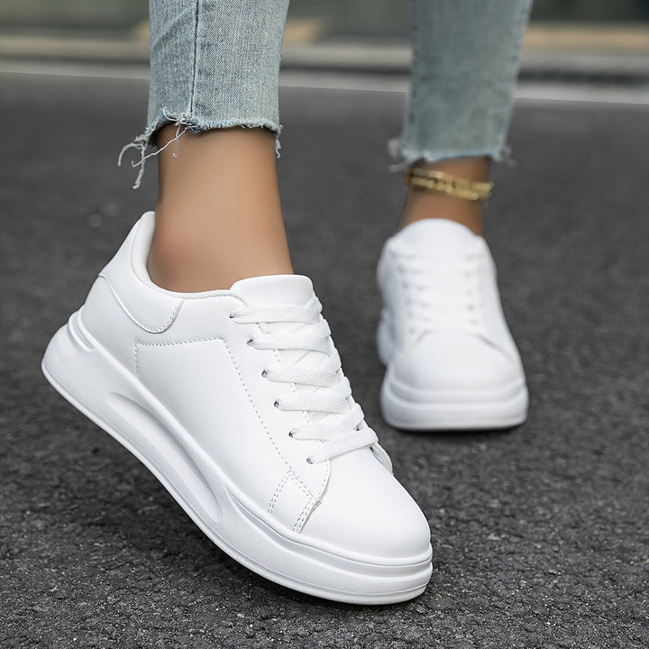 Damen Schnür-Sneaker Weiß mit glatter Oberfläche