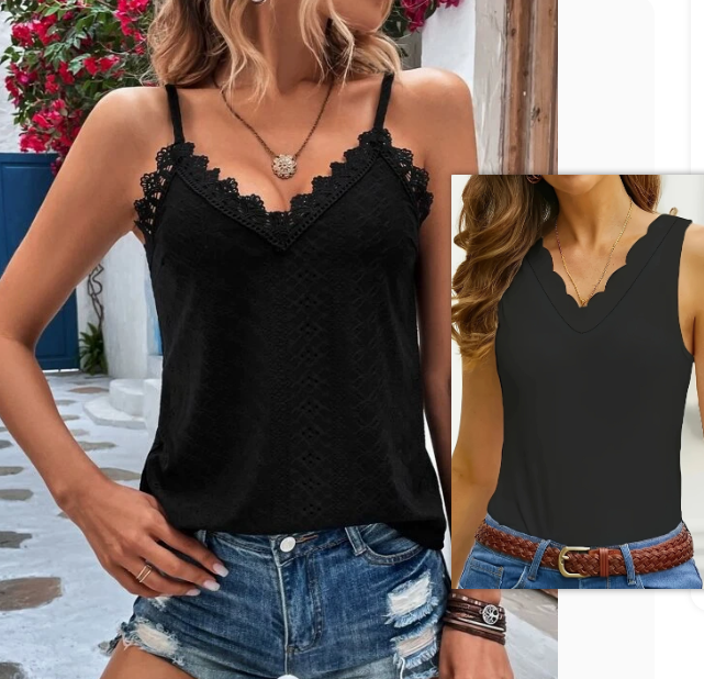 Liva - Tank-Top mit V-Ausschnitt und Wellenschliff