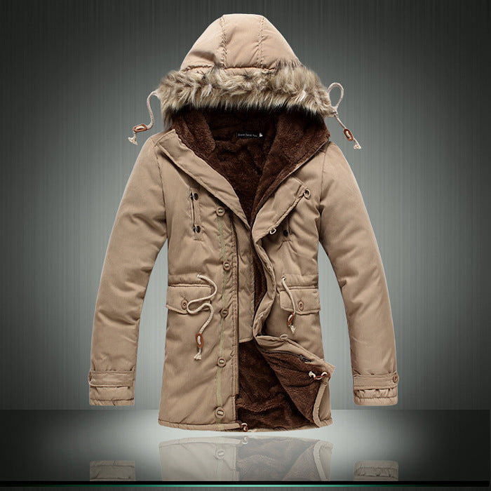 Herren gefütterte Parkajacke mit abnehmbarem Fellkragen Aliams