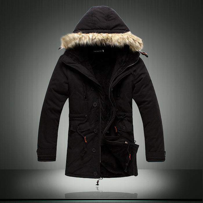 Herren gefütterte Parkajacke mit abnehmbarem Fellkragen Aliams